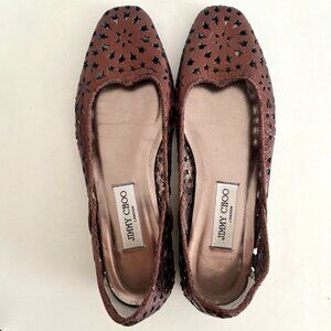 Jimmy Choo Metallic Star Laser Cut Leather Ballet Flats in Slate – Size 39 🌟🩰